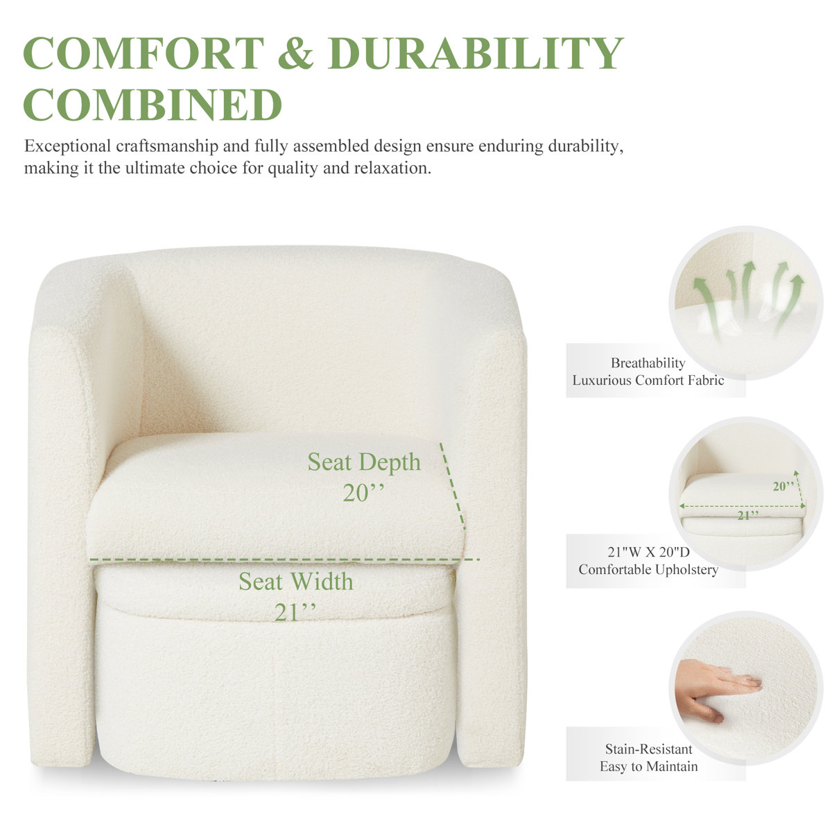 Braedin Upholstered Accent Chair & Storable Ottoman, No Assembly Required